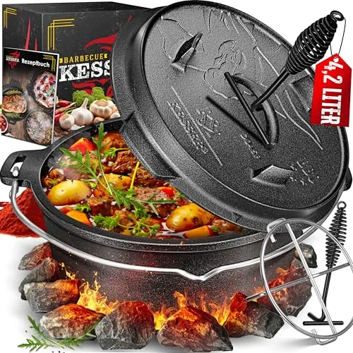 KESSER® Dutch Oven Set BBQ Feuertopf in schwarz von Kesser