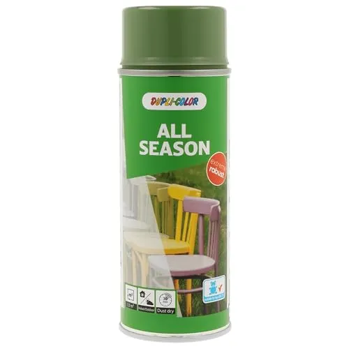 DUPLI-COLOR ALL SEASON RAL 6011 resedagrün glänzend 400 ml, hochwertiges Kunstharz-Farbspray, Schnelltrocknend, Wetterbeständig, Innen- und Außenanwendung