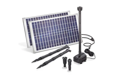 esotec Solar Teichpumpe mit Filter für außen | SET Sprinklerpumpe 1700l/h 101916 - Gartenpumpen-Set mit 1.700 l/h Förderleistung und 2 leistungsstarken 25 Wp-Solarmodulen. Ideal für große Teiche, einfach ohne Stromanschluss zu installieren – perfekte Lösung für eindrucksvolle Wasserspiele!