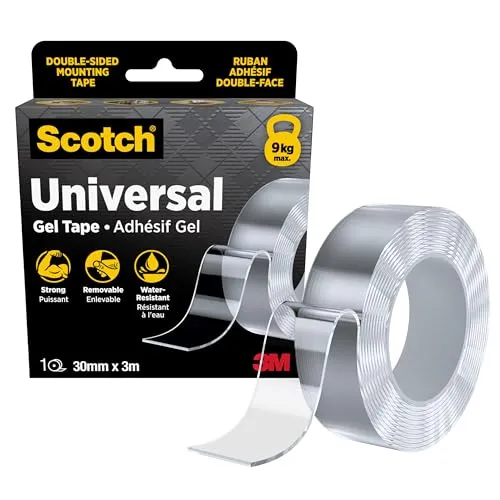 Scotch Universal Gel-Klebeband Doppelseitig, Transparent (30 mm x 3 m)