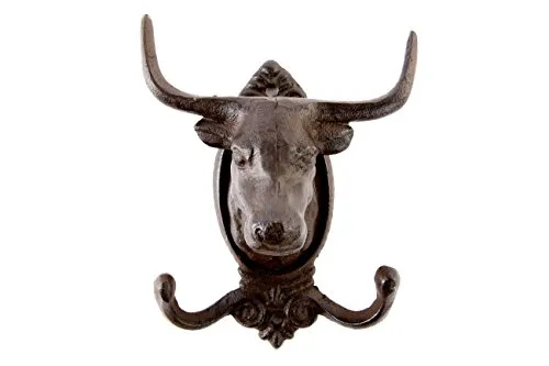 LB H&F Lilienburg 1 x Garderobenhaken Haken STIER Garderobe Wandgarderobe Kleiderhaken Metall Nostalgie massiv schwere Qualität - Deko