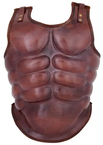 Battle-Merchant Muskelbrustpanzer aus starkem Leder - Brustschützer für Kampfsport, tragbarer Muskelbrustpanzer aus hochwertigem Rindsleder, inklusive Rückenpanzer und individuell verstellbaren Riemen für optimalen Tragekomfort.