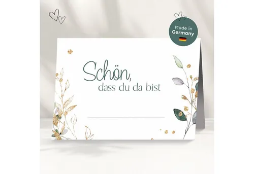 white & ivory Papierdekoration Platzkarte floral 