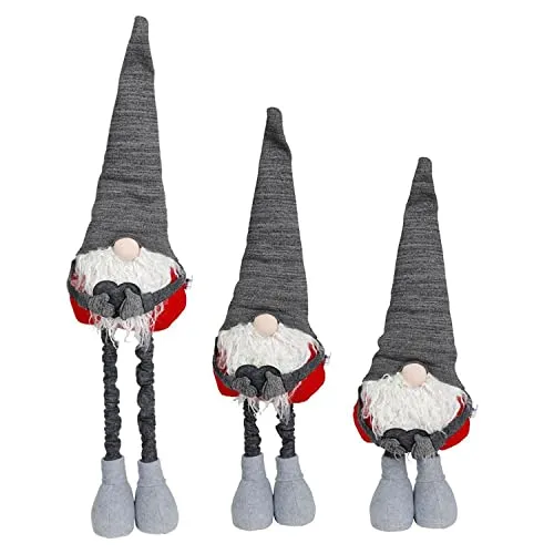 BURI Deko-Wichtel 84cm mit Mütze und Teleskopbeinen Weihnachtswichtel Weihnachtsdeko Dekofigur Weihnachten Winterdeko Deko Wichtel Figur XL Standwichtel Teleskop Wichtel rot Festliche Dekoration