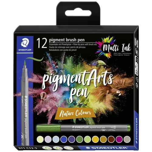 Staedtler pigment brush pen Nature Colour 371 C12-3 Fineliner farbig, Natur  ...