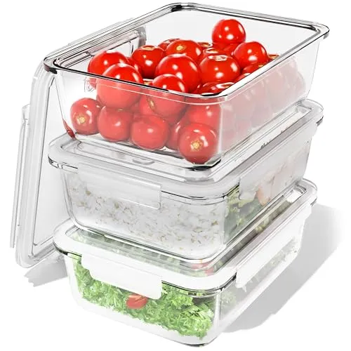 Classbach C-FHD 4020 G 3er Set Glas-Frischhaltedosen - Rührschüsseln aus hochwertigem Glas, ideal für Meal Prep – mit Dampfventil für schnelles Erwärmen und 4-fach Click & Safe-Verschluss für auslaufsichere Lagerung.