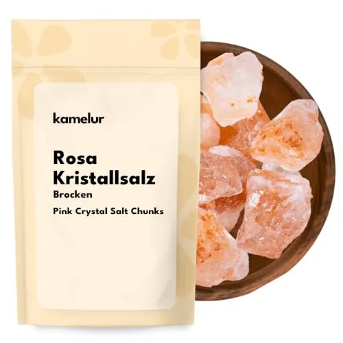 Kamelur Rosa Kristallsalz Brocken- 1kg - Naturbelassenes Salz grob aus Pakistan - Steinsalz ohne Zusätze - Ursalz