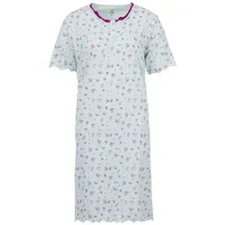 zeitlos Nachthemd Nachthemd Kurzarm - Rüsche mit Blumen weiß XXL