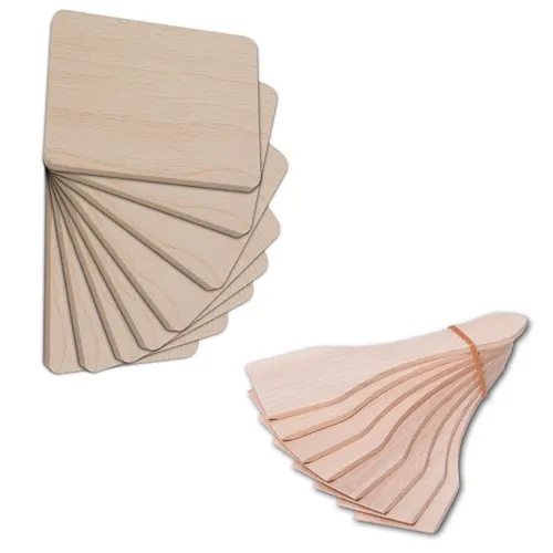 16-teiliges Raclette - Set = 8 x Racletteschieber + 8 x Brettchen aus Buchenholz