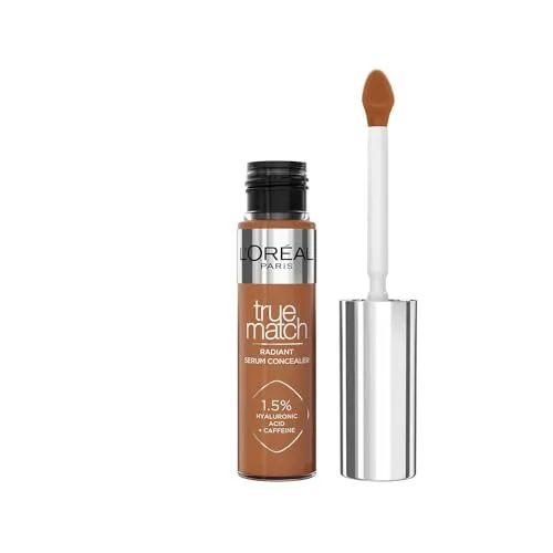 L'Oréal Paris Concealer für ein natürliches Strahlen, Feuchtigkeitsspendend und aufpolsternd, Gesichts Make-Up mit Hyaluronsäure und Koffein, True Match Radiant Serum Concealer 10D, 11 ml