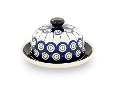 Original Bunzlauer Käseglocke S/Butterglocke im Dekor 8 in blau von Bunzlauer Keramik