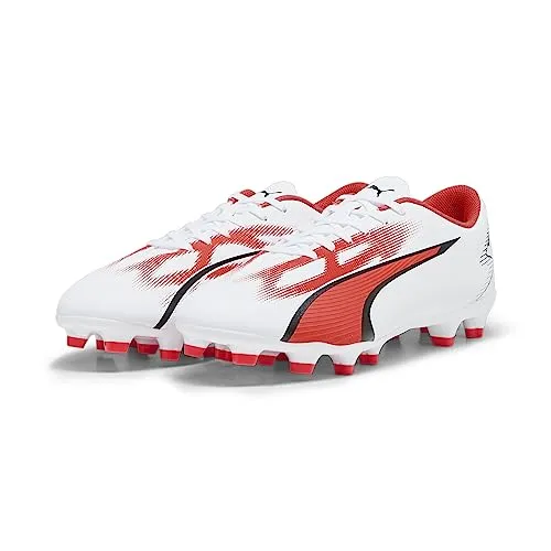 Puma Ultra Play FG/AG Herren Fußballschuhe - 107423, Farbe: Weiß - Hochwertige Fußballschuhe für festen Boden und Kunstrasen mit leichter TPU SPEEDPLATE für maximale Geschwindigkeit und Traktion. Ideal für anspruchsvolle Spiele.