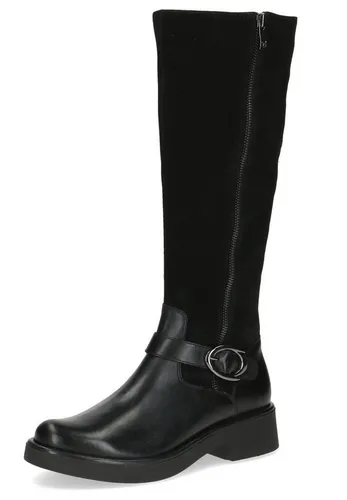 CAPRICE Damen Hohe Stiefel mit Absatz aus Leder, Schwarz (Black Comb), 37.5 EU - Wanderschuhe mit innovativer BLUE GRIP Sohlenkonstruktion für hervorragende Bodenhaftung und optimalen Tragekomfort – ideal für Alltag und schickere Anlässe.