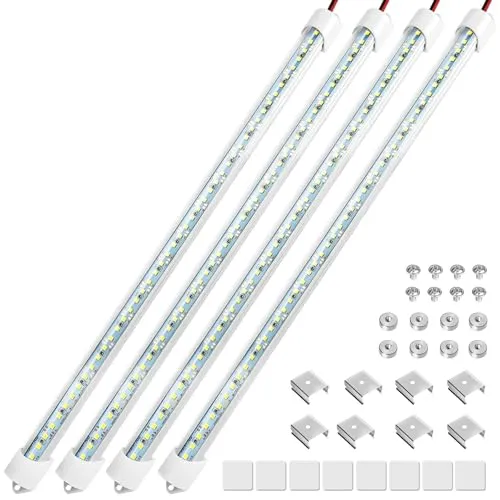 Linkstyle 4 Stück 12V LED Innenbeleuchtung, 48 LEDs Lichtleiste mit Schalter, 700LM 6500K Superhelle LED Innenlicht für Auto Anhänger Wohnmobil Caravan LKW Van Boot Schrank