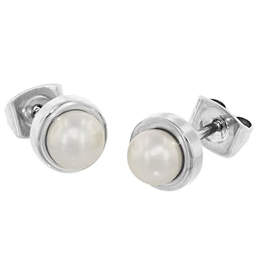 Boccia Damen-Ohrstecker Titan Perle weiß von Boccia Titanium