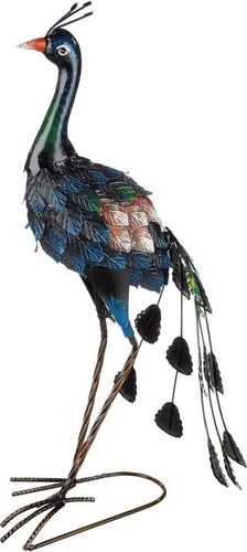 GILDE Dekoobjekt Metall Pfau – Elegante Gartendekoration - Tischleuchten – Stilvolles Metall-Pfau-Design in 57cm Höhe, ideal für einen ansprechenden Akzent in Ihrem Garten.