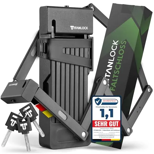 TITANLOCK Fahrradschloss Faltschloss Diebstahlsicher [Das Original] Schnelle + Leichte Montage Rostfrei Sicherheitsstufe 10/10