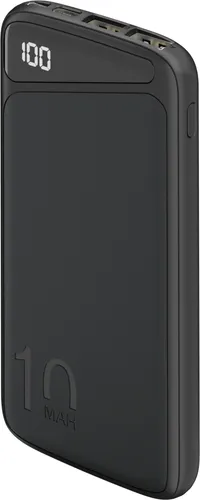 goobay 53935 Powerbank Slimline 10.000 mAh/Externer Akku/Power Bank für Smartphone & Tablet/Ladegerät Powerpack mit 2 USB-A Ports/Kompatibel mit iPhone,iPad & Android, Schwarz, Kompakt