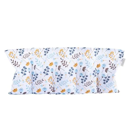 LOOLAY Kirschkernkissen Mikrowelle 50x20 cm – Wärmekissen Bio Baumwolle – Kirschkern Kissen mit 5 Kammern – Ideal bei Muskelverspannungen und Menstruationsbeschwerden (blumen blau gelb)