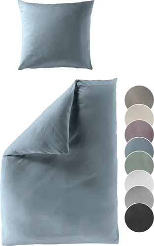 liebling Satin Bettwäsche Jeans blau, 135 x 200 cm + 40 x 80 cm Kissenbezug - Hochwertige Bettwäsche aus 100% Mako-Satin für ein angenehmes Schlafgefühl. Der verdeckte Reißverschluss sorgt für einfaches Beziehen. Waschbar bis 60 Grad, langlebig und farbecht – ideal für jeden Schlafraum.