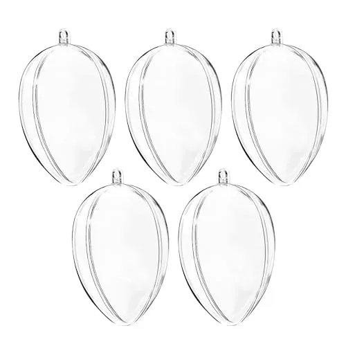 Ideen mit Herz Acryl-Eier | Oster-Dekoration | Geschenkverpackung | befüllbar | DIY | Kreative Idee für Ostern | Deko Oster-Strauch | Geschenk Ostern | transparent | 6cm, Ø 4cm | 5 Stück