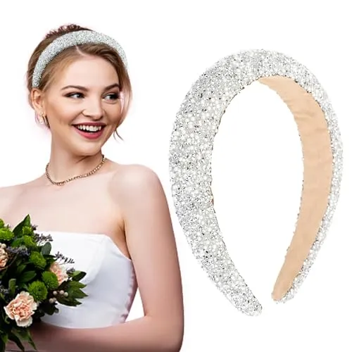 BOFUNX Damen Haarreif Glitzer Strass Haarreif Breit Haarband Stirnbänder für Frauen Mädchen Geburtstagsgeschenk Hochzeit Braut Haarschmuck