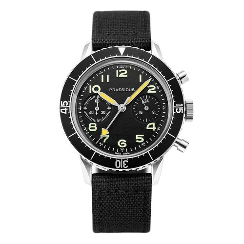 Praesidus Type Chronograph Mechanisch Quarz Stahl Schwarz Pilot Herren Uhr