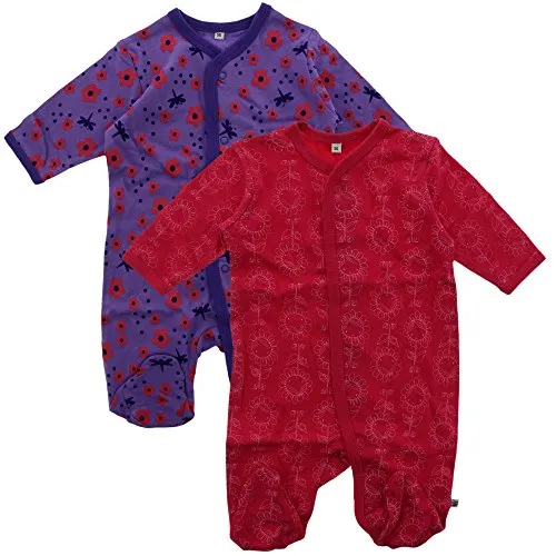 Pippi 2er Pack Baby Mädchen Schlafstrampler mit Aufdruck, Langarm mit Füßen, Alter 6-9 Monate, Größe: 74, Farbe: Pink, 3821