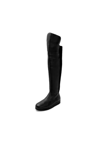 VITAFORM 2in1 Overknees Stiefel Damen Flach - Feinstes Hirschleder aus Italien - Leicht und Anschmiegsam - Perfekter Schuh für Herbst und Winter schwarz, 38