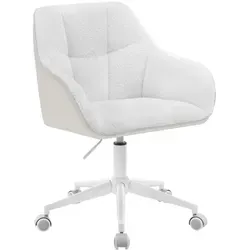 WOLTU Bürostuhl, Drehstuhl, Schminkstuhl, Höhenverstellbar, Belastbarkeit 150 kg, Bouclé-Sitz, Creme+Beige, BS175grcm
