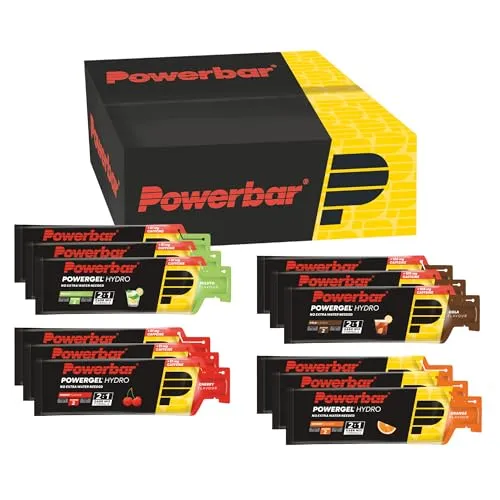 Powerbar PowerGel Hydro Multiflavourbox 12x67ml - Energie Gel mit 2:1 Kohlenhydratmischung für optimale Leistung. Ideal für Wettkämpfe, vegan und auf verbotene Substanzen getestet. Enthält 12 praktische Portionen in verschiedenen Geschmacksrichtungen.