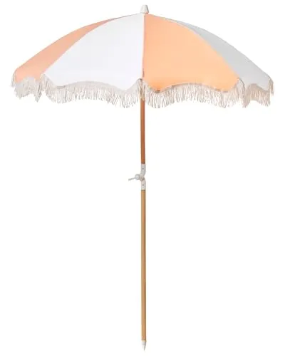 BELIANI Sonnenschirm Orange Rund 150 cm mit Volant und Neigungsfunktion