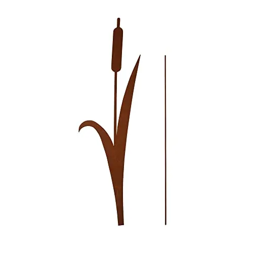 UNUS Garden Roststecker Schilfgras, Gartendeko Rostoptik, Gartenstecker aus Edelrost, Rost Deko für Garten Terrasse Balkon Blumentopf