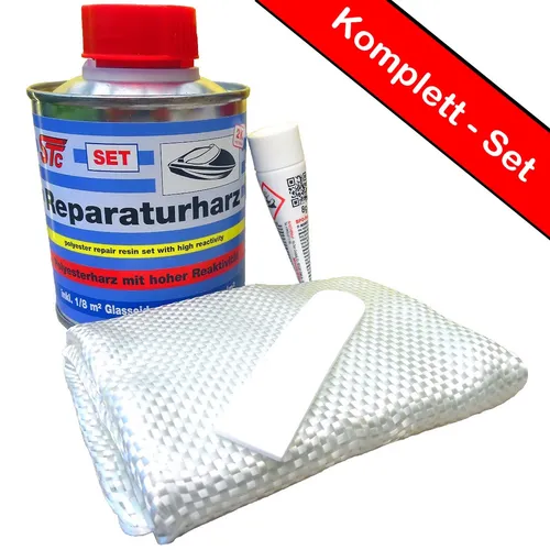 STC Reparaturharz Set GFK Laminierharz inkl. Glasfasermatte Polyesterharz 250 g
