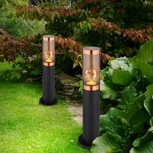 Elegante Stehlampe für den Außenbereich, 2er Set - Lampen für den Außenbereich, IP44 spritzwassergeschützt, stilvolles Design aus Edelstahl und Kunststoff, ideal für Garten und Terrasse.