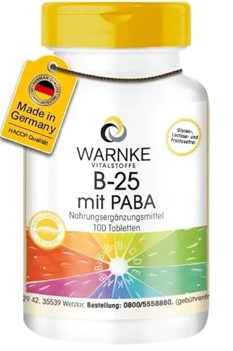 Vitamin B Komplex - mit PABA, Vitamin B 12, Biotin & Inositol - hochdosiert & vegan - 100 Tabletten | Warnke Vitalstoffe - Deutsche Apothekenqualität