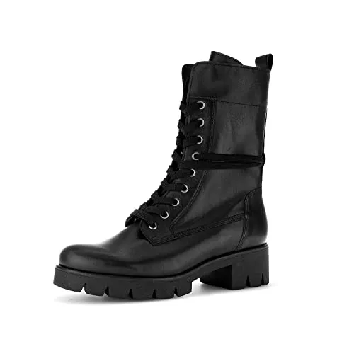 Gabor Damen Combat Boots, Frauen Stiefeletten,Wechselfußbett,Best Fitting,Winterschuhe,warm,gefüttert,Stiefel,Bootee,schwarz,37.5 EU / 4.5 UK