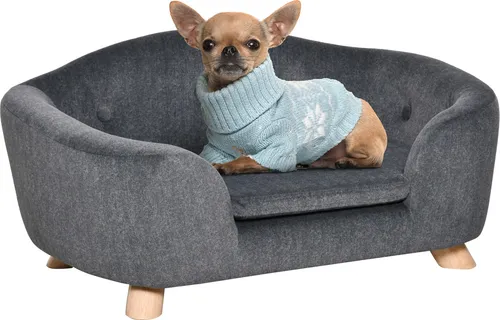 PawHut Haustiersofa Plüsch - Komfort für Ihren Hund - Hundebett aus Plüsch und Kiefernholz, bietet optimalen Komfort und viel Platz zum Entspannen für Ihr Haustier.