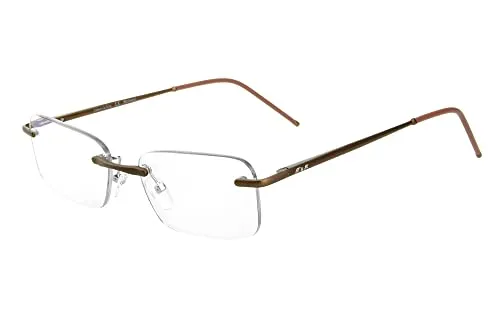 Edison & King Lesebrille Free - Randlose Aluminiumbrille mit Federscharnieren (Braun, +2,00 dpt) - Elegante randlose Lesebrille aus leichtem Aluminium mit Bluelight-Protect Technologie. Ideal für brillantes Sehen und höchsten Tragekomfort – Designed in Germany.