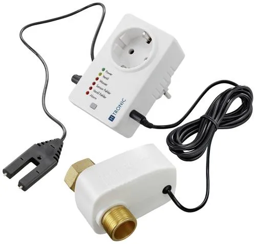 Wasserschutzschalter WSS 1: Leckwassermelder für Waschmaschine und Spülmaschine - Wassermelder für zuverlässigen Schutz vor Leckagen, unterbricht Wasserzufuhr und Spannungsversorgung im Fehlerfall, mit optischem und akustischem Alarm.