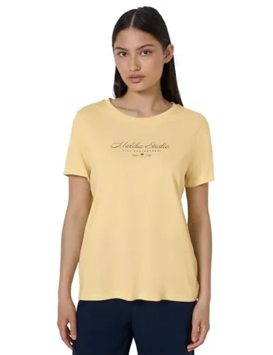 STREET ONE STUDIO T-Shirt im soften Baumwoll-Mix - Rundhalsshirt für Damen mit schimmerndem Folien-Wording, aus einem angenehmen Baumwoll-Modalmix für besten Tragekomfort und eine lässige Silhouette.