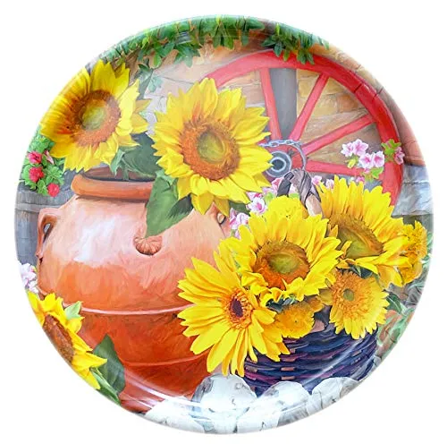 Lashuma großes Dekotablett rund 40 cm Ø, Küchen Tablett bunt Design:Toskana