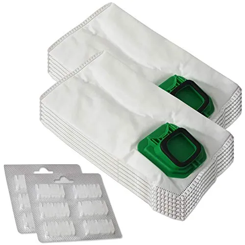 Set 12 Mikrovlies Staubsaugerbeutel + 12 Duft geeignet für Vorwerk Kobold 140, 150, VK 140, VK 150, VK140, VK150, FP140, FP150 - mit Hygieneverschluss - Vlies