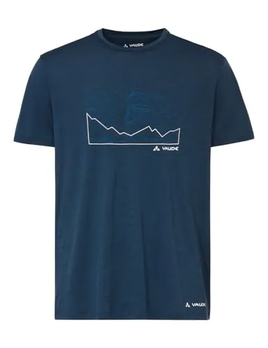 Vaude Tekoa Wool T-Shirt M blau - Vielseitiges Merinoshirt in Blau mit ansprechendem Frontprint, ideal für Trekking und Freizeit. Hergestellt aus 100% Merinowolle für hohen Tragekomfort. Jetzt im Bergfreunde.de Online-Shop entdecken!