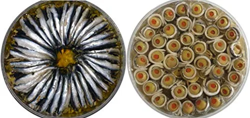 Food-United Sardelle Set 1 Sardellen-Filets ohne Gräten und Sardellen-Spießchen handgewickelt Anchovis Boquerones Anchois Alici marinate gesunde Omega-3-Fettsäuren kaltgegart Premium Qualität