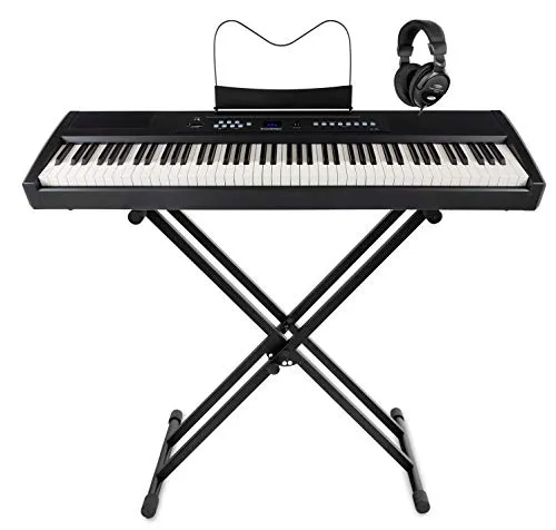 McGrey SP-100 Piano Stage Set - Professionelles Stage Piano mit 88 gewichteten Tasten, einstellbarer Anschlagsdynamik und umfangreicher Ausstattung, inklusive X-Keyboardständer und Kopfhörer.