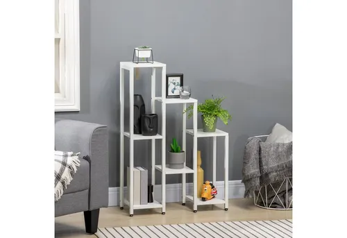 Outsunny Pflanzenständer mit 7 Ablagen - Pflanzenregal mit 7 Ablagen, stabiler Stahlrahmen und Kippschutz, ideal für kleine Räume und vielseitig einsetzbar für Pflanzen und Dekoration.