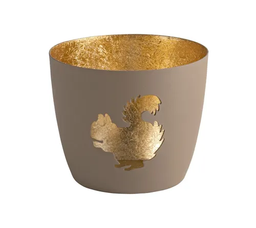 Gift Company: Windlicht Madras M - Eichhörnchen sandstone/gold, ca. 10 x 8,5 cm