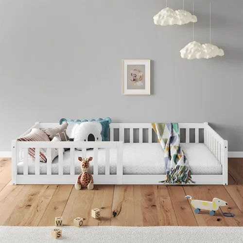 Produktbild Idimex Bodenbett Gustavo, Weiß, 90x190 cm aus Kiefernholz