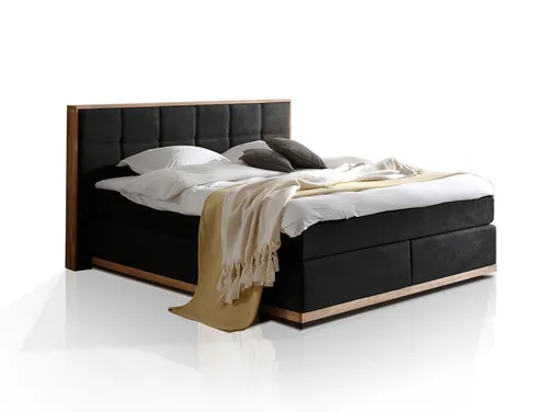 Boxspringbett LEVANTOS 160x200 cm in Schwarz - Modernes Boxspringbett mit komfortabler Liegefläche von 160x200 cm. Pflegeleicht und robust, ideal für ein stilvolles Schlafzimmer. Inklusive Matratze für besten Schlafkomfort.